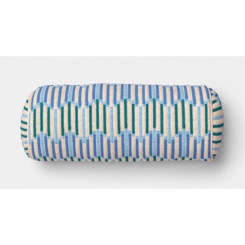 Threshold geo wave print bolster outdoor pillow 8”x20”
